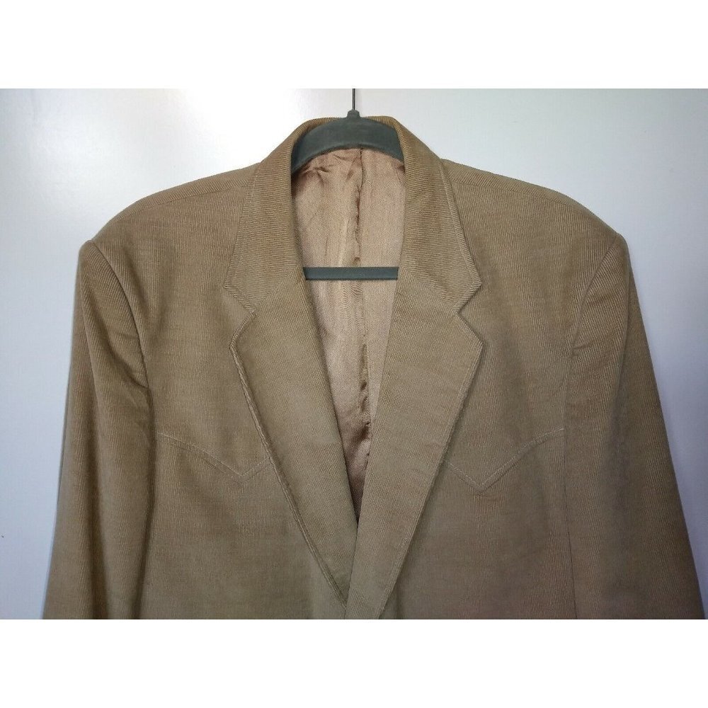 Wrangler Corduroy Blazer Jacket Mens 46r Camel Be… - image 5